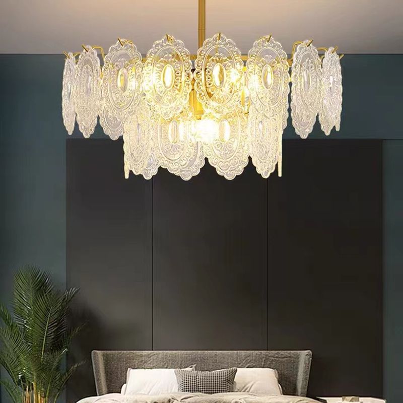 Modern Metal Ceiling Lamp Geometric Shape Island Light with Glass Shade for Living Room