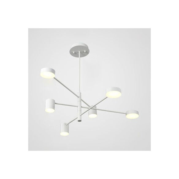 Multi Tiers Asymmetrical Chandelier Light Metal Simple Style 2/4/6/8 Heads Black/White Pendant Light in Warm/White/Third Gear