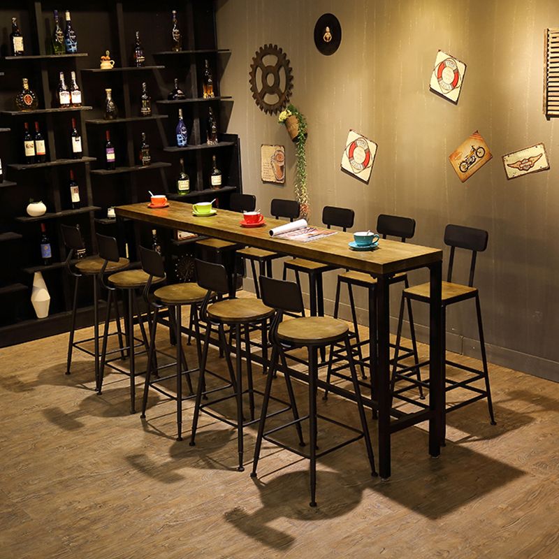 Industrial 1/6/11 Pieces Bar Table Set Rectangle Wood Counter Table with Stools