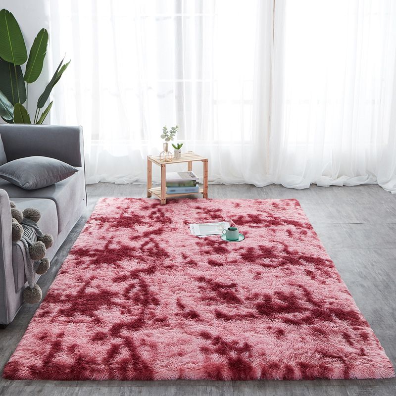 Casual Living Room Rug in Red and Blue Ikat Print Rug Polyester Non-Slip Washable Area Rug