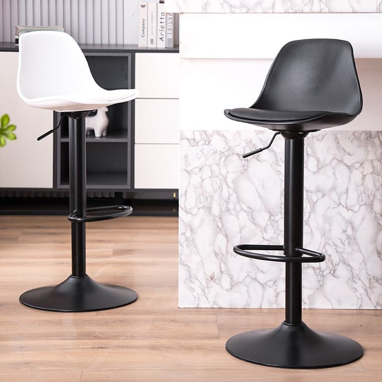 Contemporary Metal Barstool Faux Leather Footrest Adjustable Counter Stool