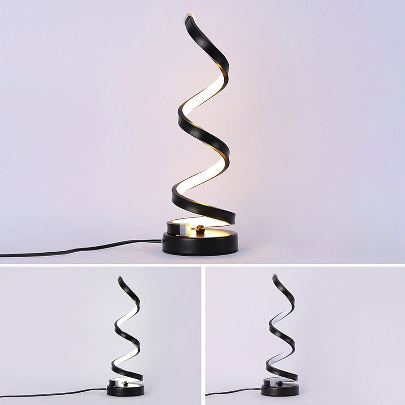 Spiral Night Table Light Contemporary Style Metal LED Table Light for Bedroom