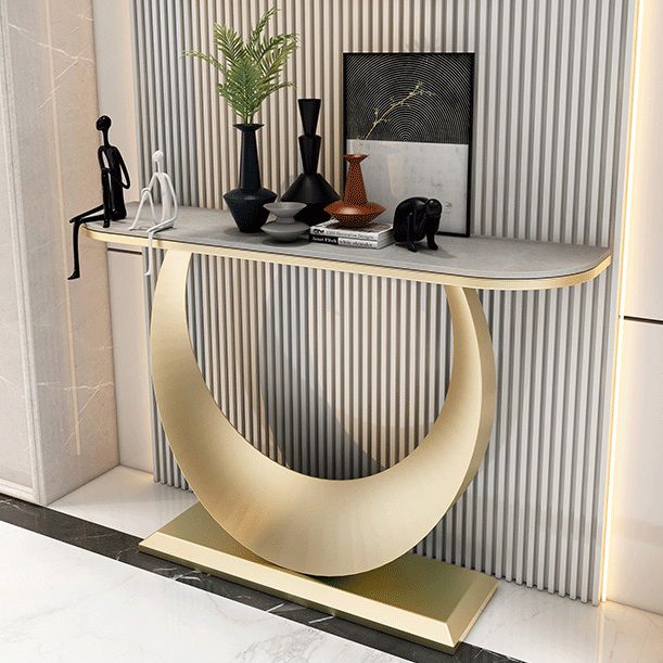 31.5" Tall Stone Accent Table Modern Stain Resistant Console Table