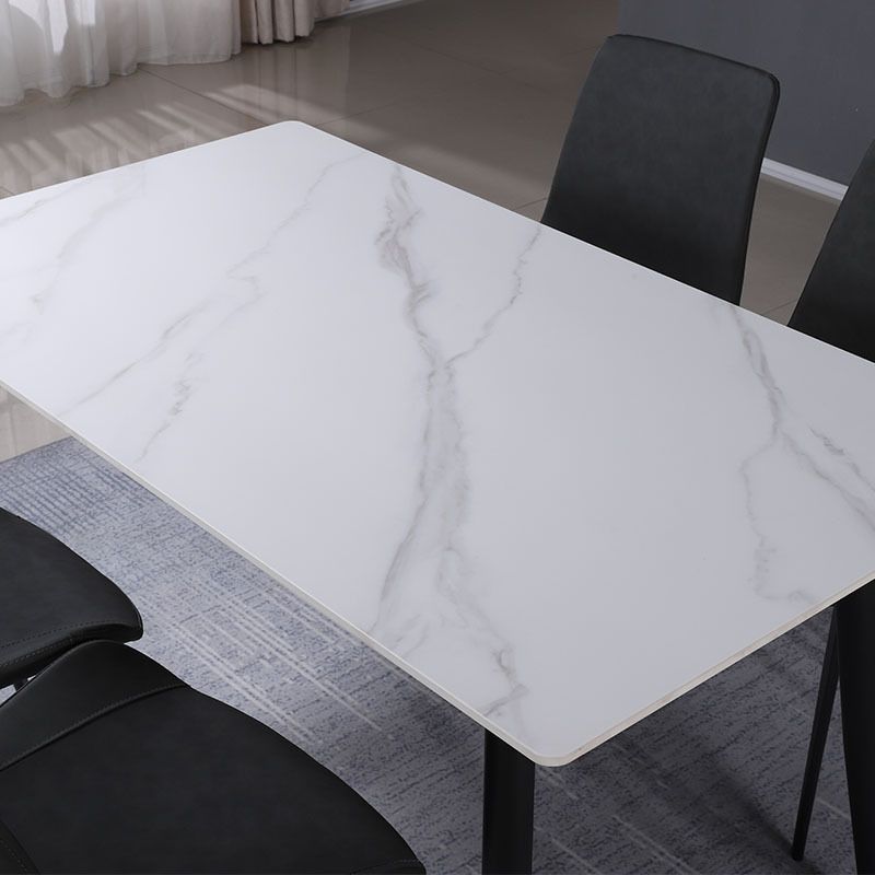 Modern Black Marble Counter Table Rectangle Dining Table for Kitchen