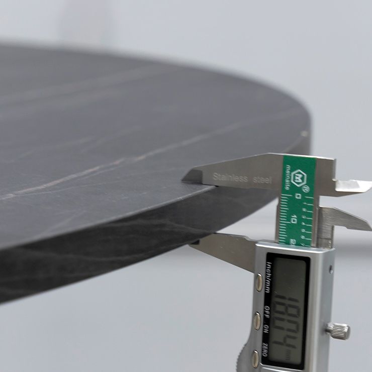 Foldable Wooden Top Table Extendable Round Table in Black (only table)