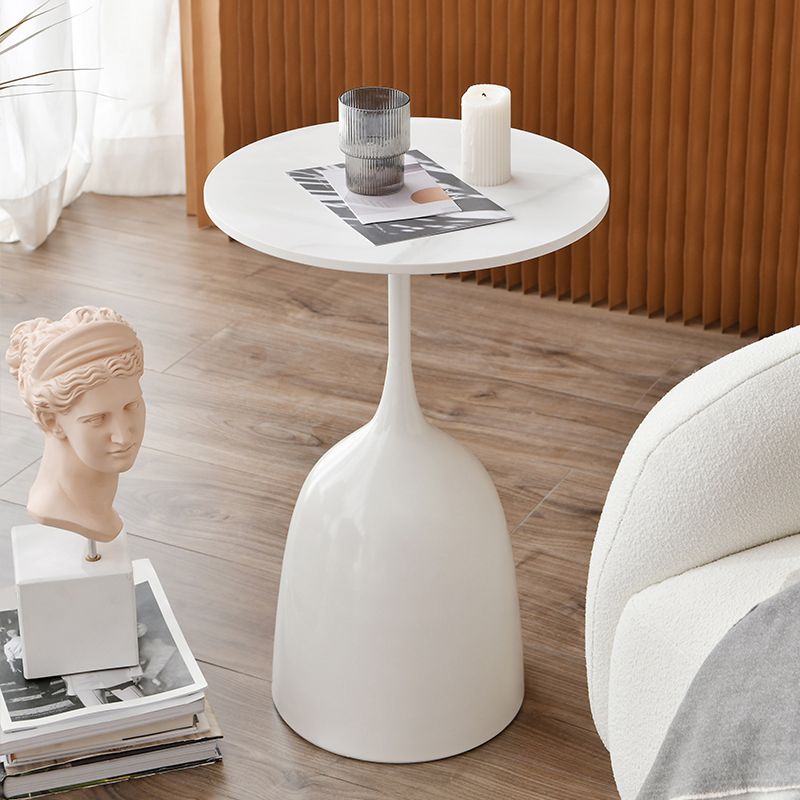 Round Top Side Table Metal 1 Leg Base Living Room End  Side Table