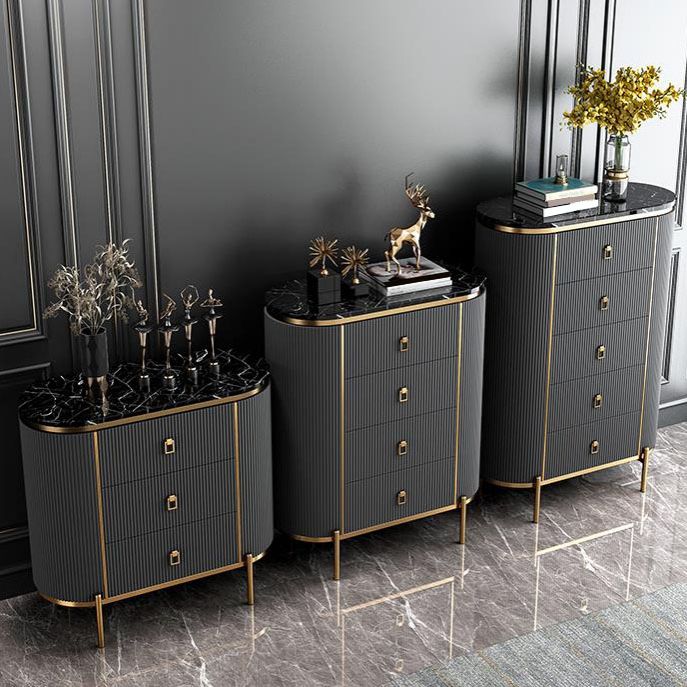 Vertical Glam Storage Chest Marble Top Lingerie Chest with Drawers