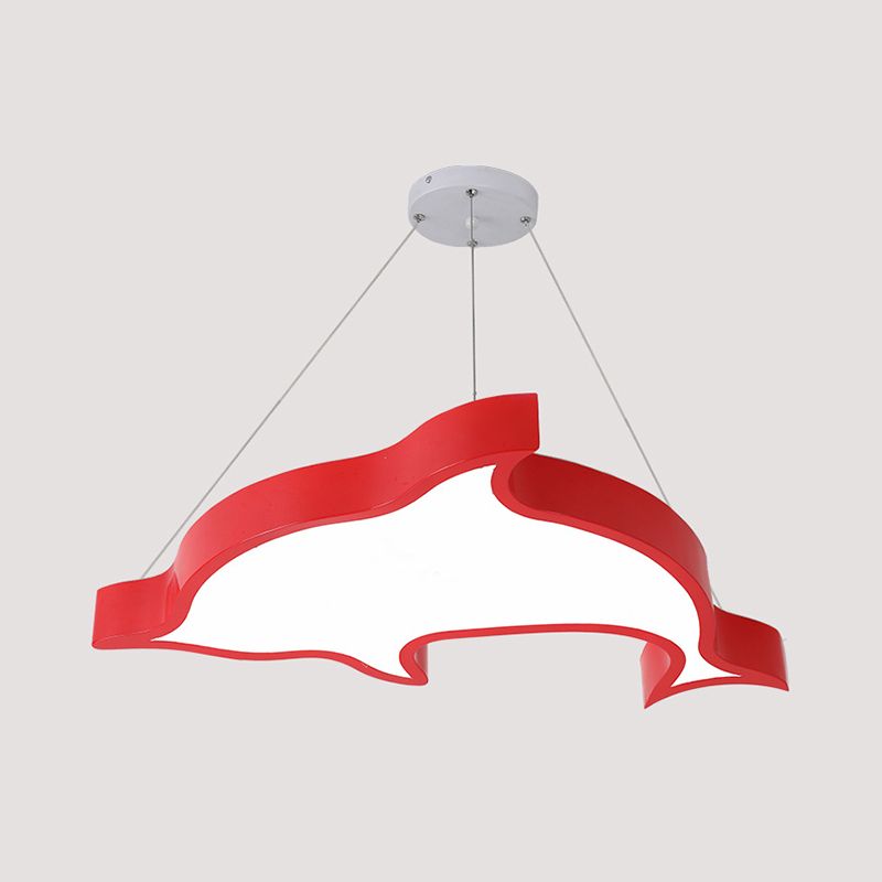 Dolphin Shaped Corridor Hanging Light Fixture Acrylic LED Cartoon Chandelier Lighting
