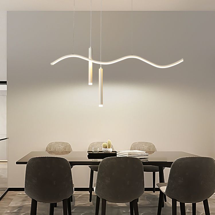 3-Light Linear Island Lighting Contemporary Metal Island Lights