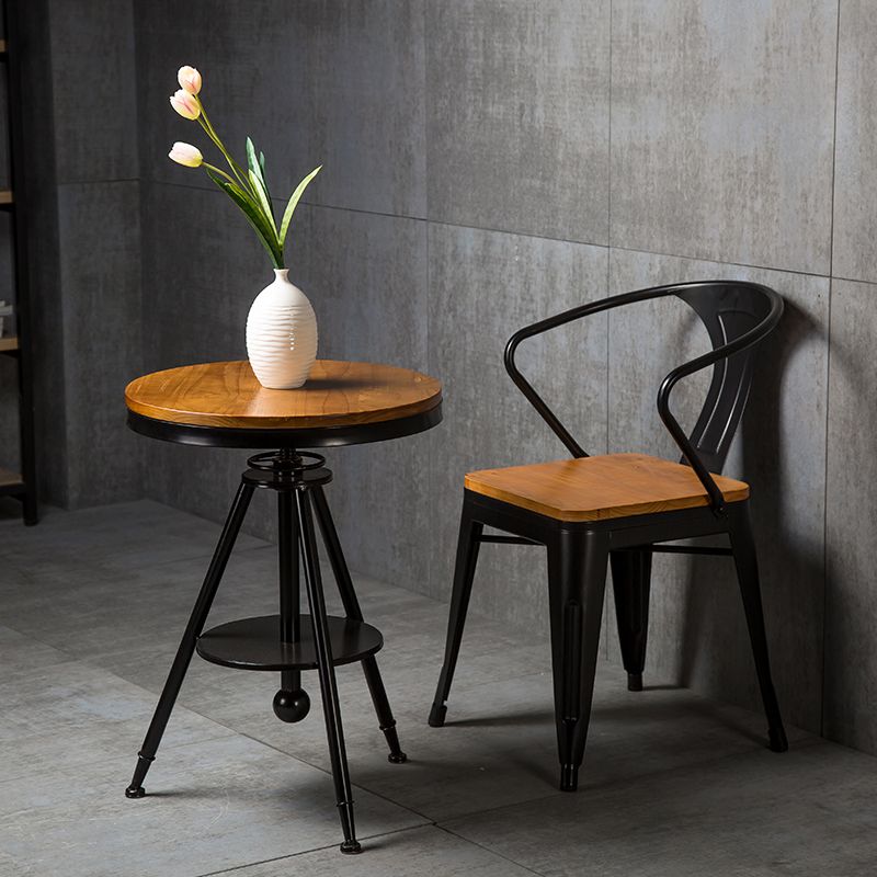 Industrial Dining Arm Chair Slat Back Side Chair with 4 Metal Legs for Home