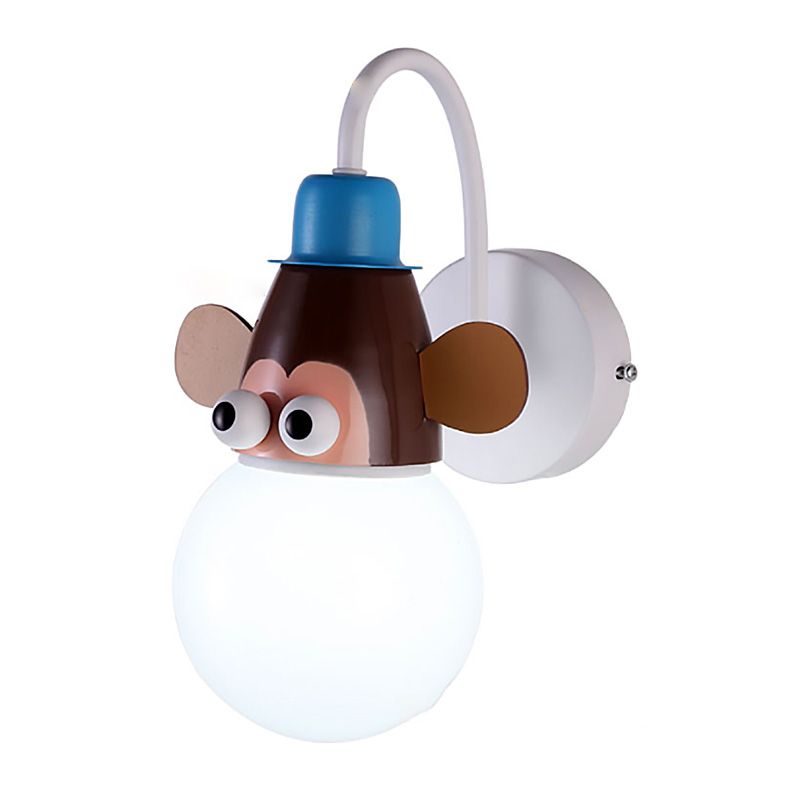 Lámpara de pared de bombilla de plumas de plancha de hierro animal para espacio para niños