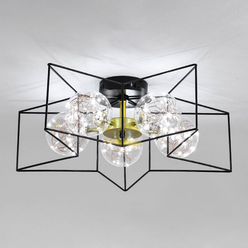 Modern Simple Iron Ceiling Light Geometry Shape Ceiling Lamp for Bedroom
