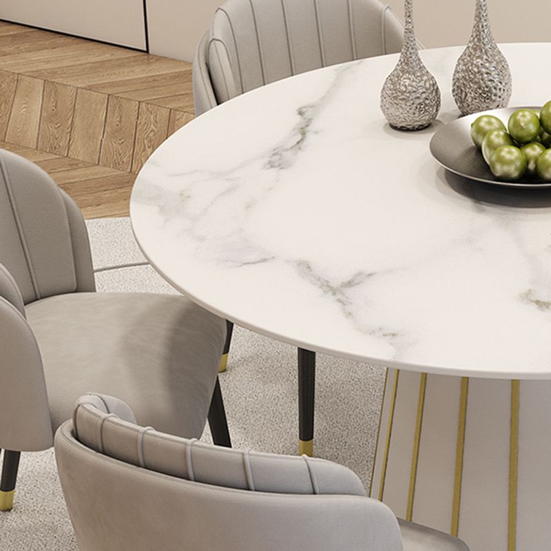 Glam Round Stone Dining Table 1/7 Pieces Dining Set for Dining Room