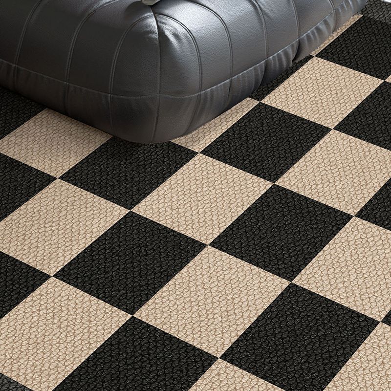 Gray Modern Carpet Polyester Check Pattern Carpet Stain Resistant Carpet for Living Room