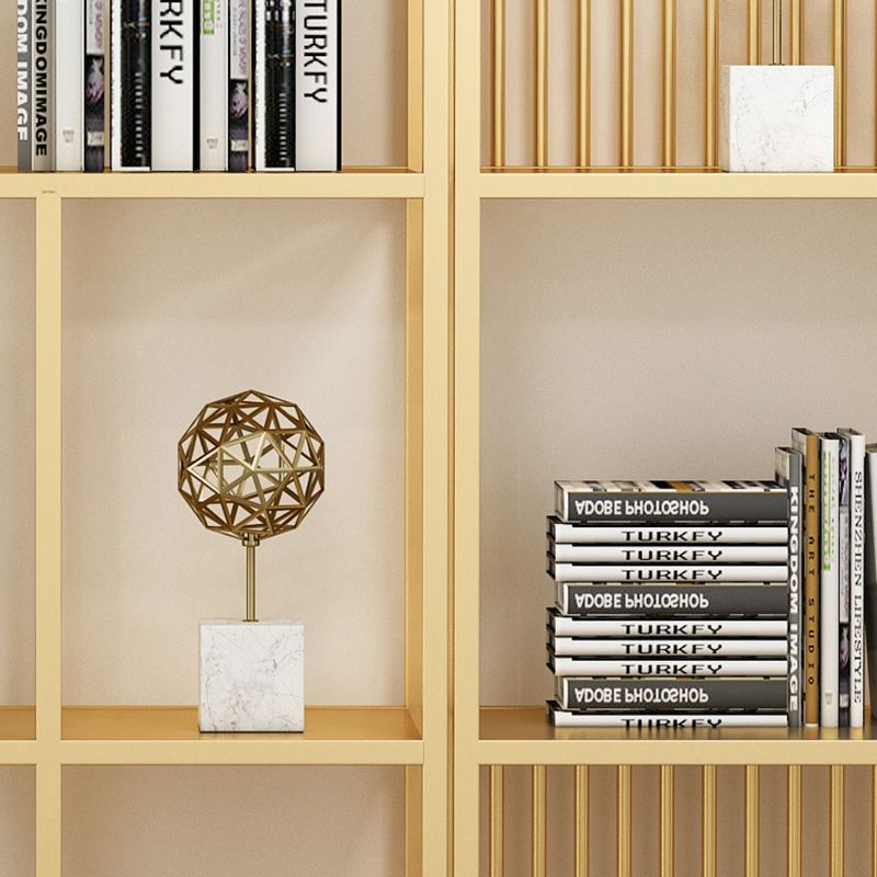 Glam Metal and Wood Shelf Bookcase Etagere Open Home Book Shelf with 5 Shelves