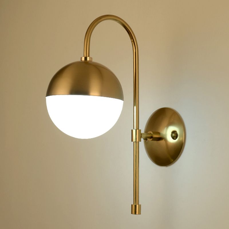 Contemporary Glass Shade Vanity Light Metal Wall Light Sconce for Washroom