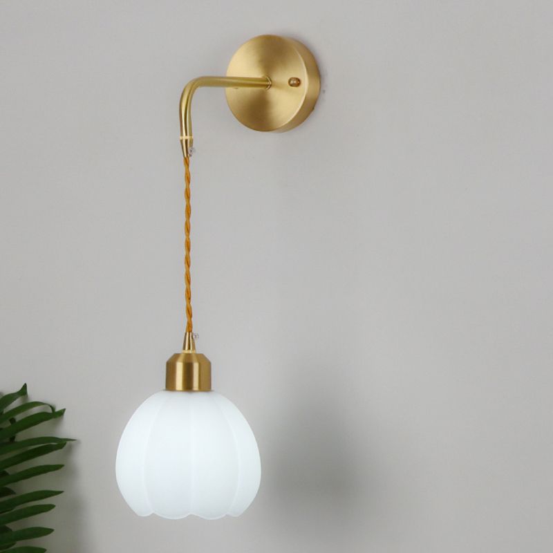 Nordic Style Wall Light Bell Shape Wall Lamp with Glass Shade for Bedroom