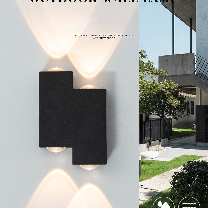 Black Outdoor LED Wall Lamp in Modern Concise Style Aluminium Waterproof Wall Sconce