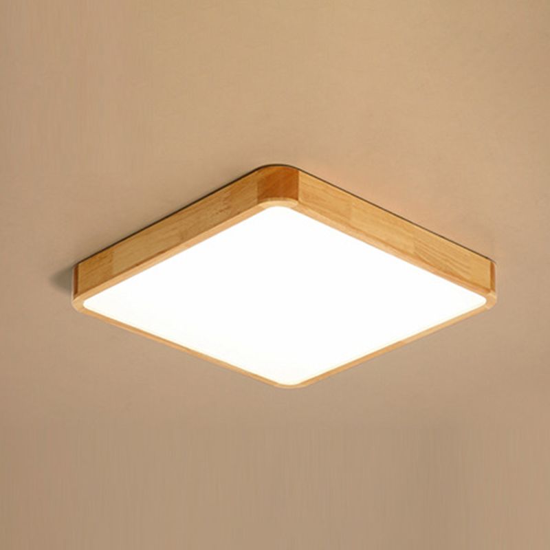 Wood Rectangulaire Ceiling Flush Mount Light Nordic LED Acrylique Flushmount Éclairage Fixation