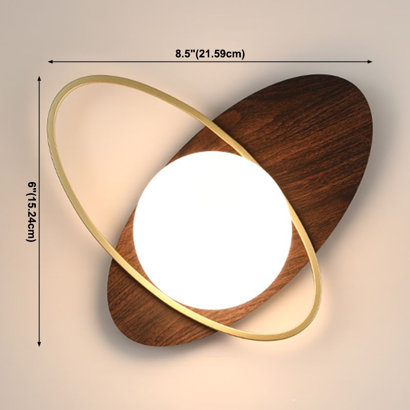 Modern Metal Wall Light Globe 1 Light Wall Sconce with Glass for Bedroom