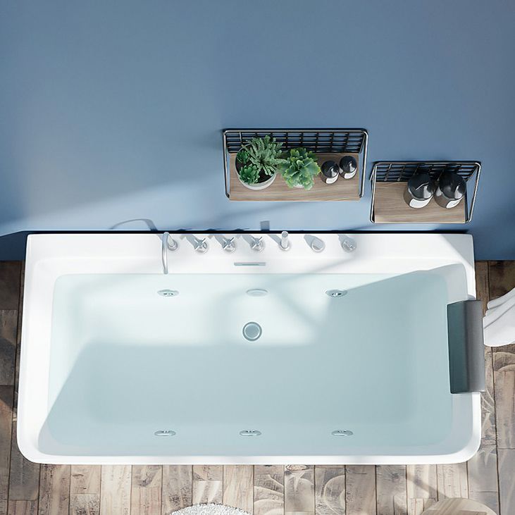 Contemporary Stand Alone Tub with Drain Bathroom White Acrylic Bathtub