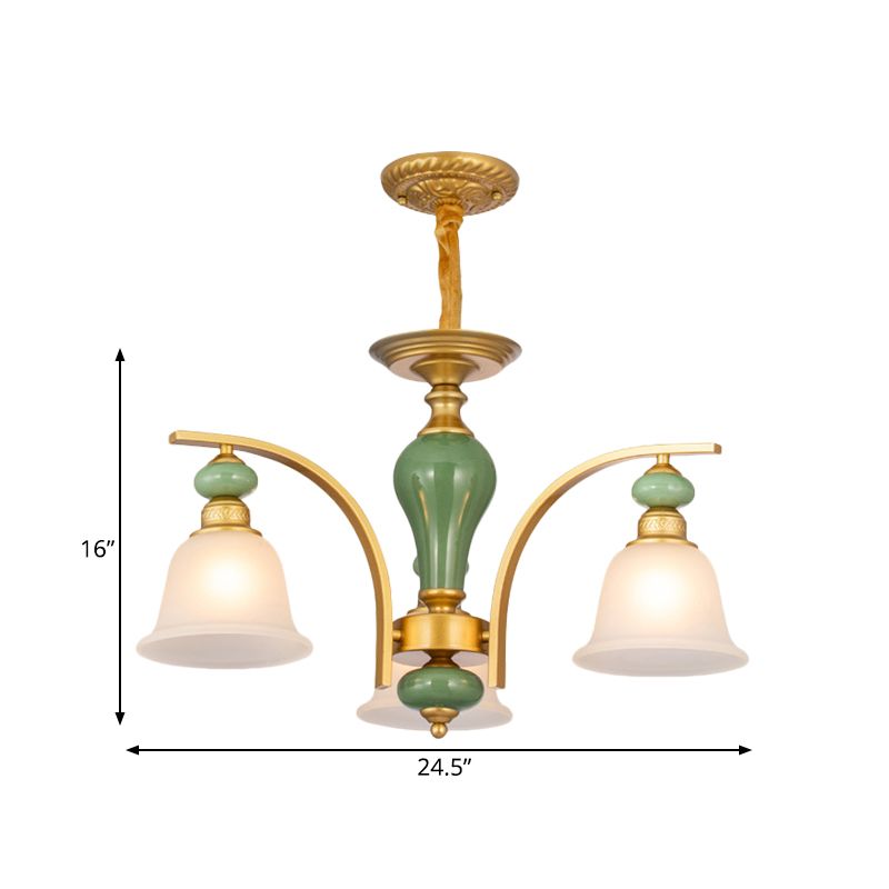 Opal Glass Gold Gold Light Segret Bell 5/6/8 Luci Lampella in stile rustico Lampaggio con braccio curvo