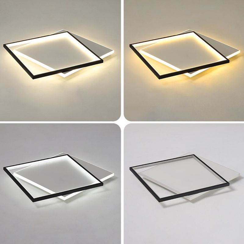 Ultra-thin Flush Mount Lighting Simplicity Metal Black-White LED Ceiling Lamp for Living Room
