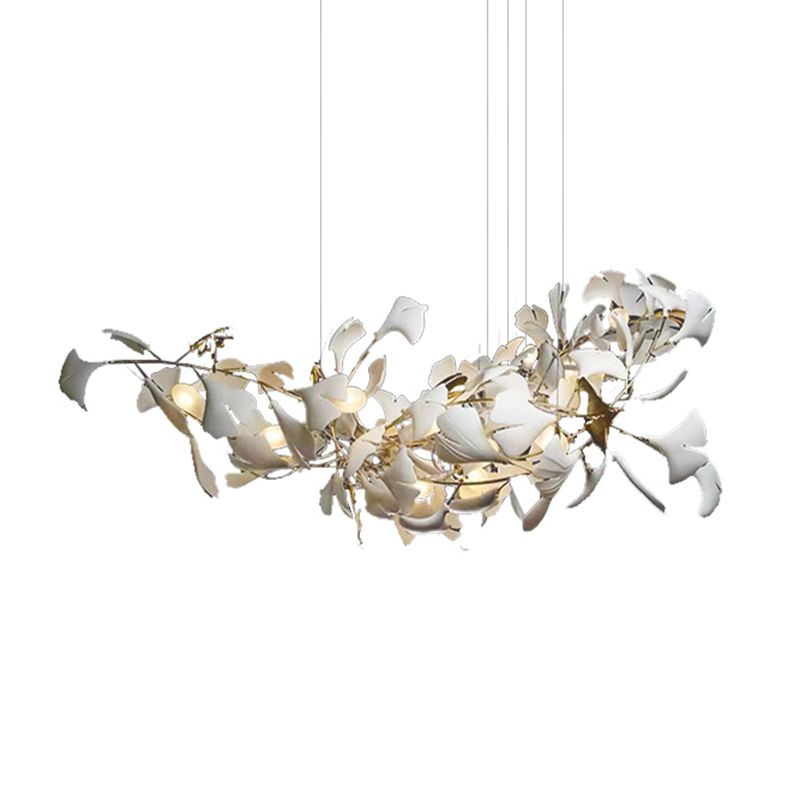 Fireworm Shape Island Lights Modern Style Ceramics Metal Chandelier Lights for Dining Room