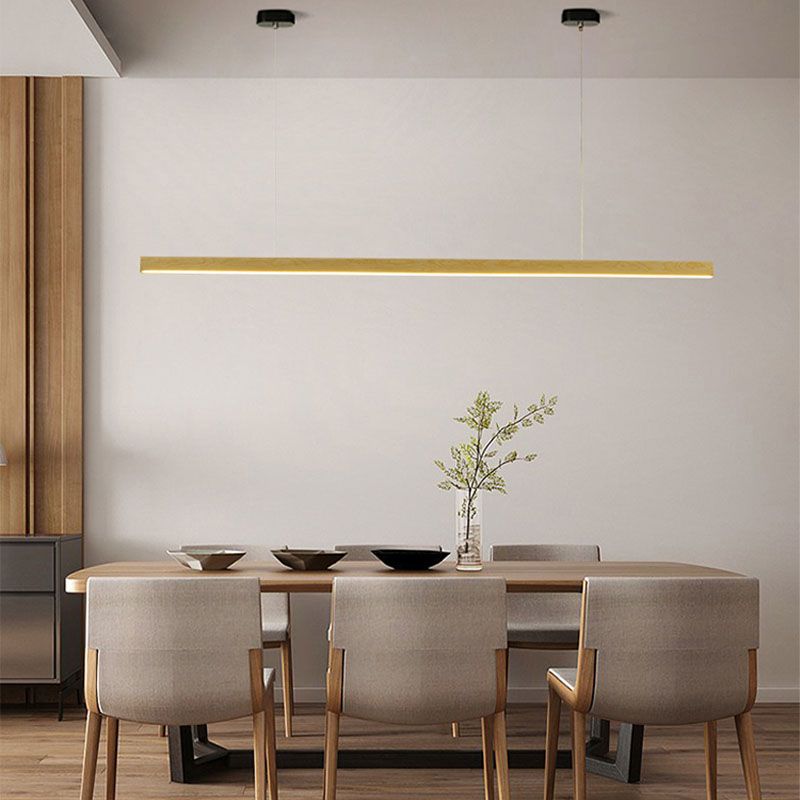 Acrylic and Wood chandelier light, Simple Linear island lighting fixtures for Kitchen Island