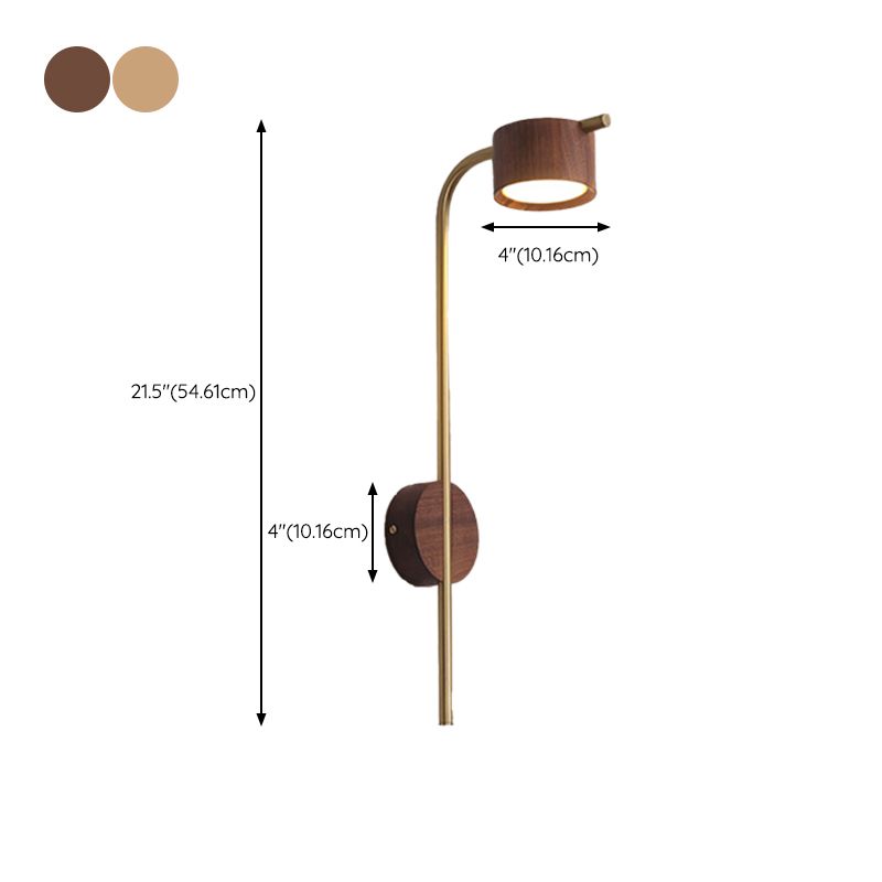 Contemporary Wood Wall Mounted Lighting Cylinder Shape Wall Lamp for Bedroom