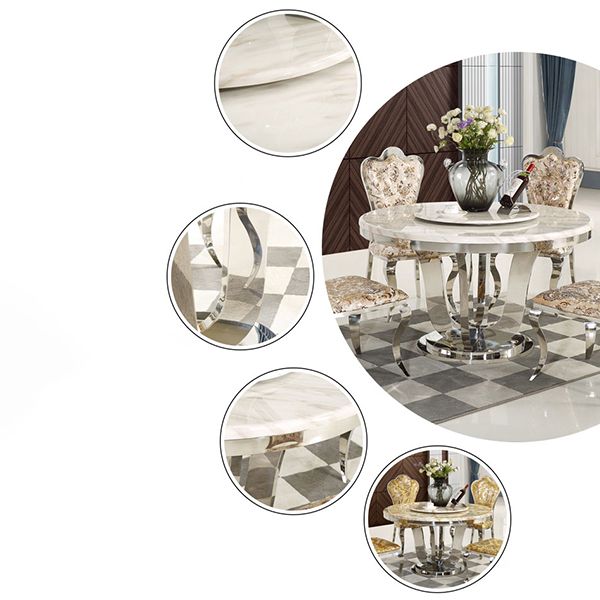 Marble Dining Table Luxury Style Single Pedestal Base Round Table for Dining Room