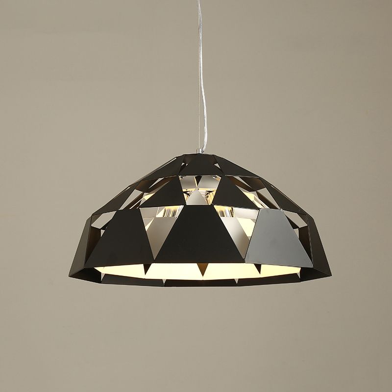 Contemporary 3 Heads Hanging Chandelier with Metal Shade Black Finish Diamond Suspended Pendant Lamp