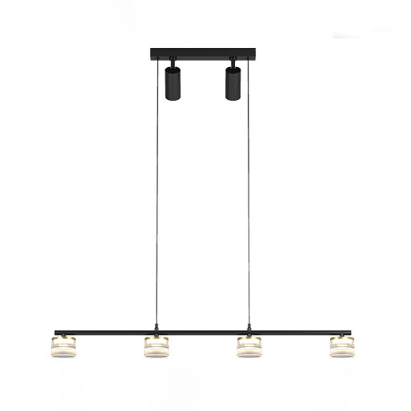 Metal Cylinder Hanging Lights Modern Multi Lights Pendant Light Fixtures in Black