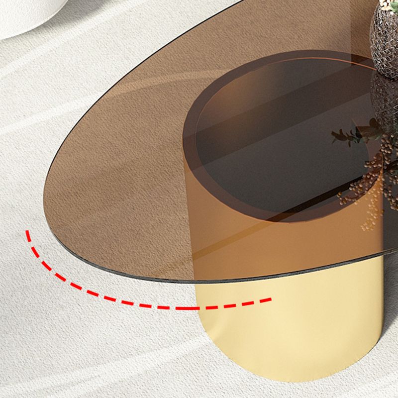 Contemporary Oval Top Coffee Table with Abstract Base Cocktail Table