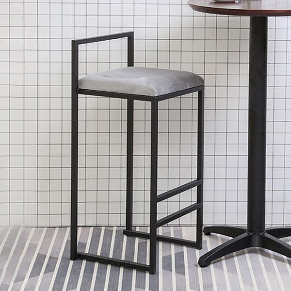 Modern Rectangle Bar Stool Backrest Footrest Counter Stool with Velvet Cushion