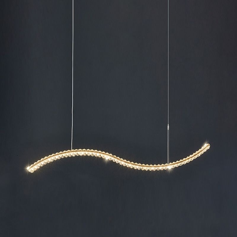 Modern Style Wave Shape Island Pendants Crystal Pendant Lights for Dining Room
