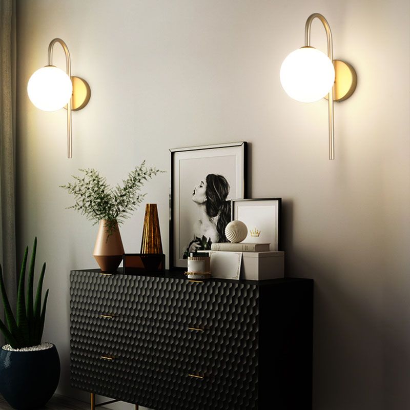 Iluminación de pared de cuello de vidrio de vidrio Lucinación de pared de estilo nórdico lámpara de luz para dormitorio para dormitorio