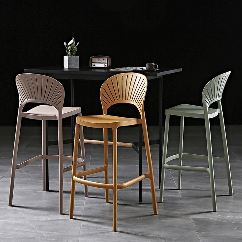Scandinavian Home Low Back Stool Matte Finish Plastic Barstool