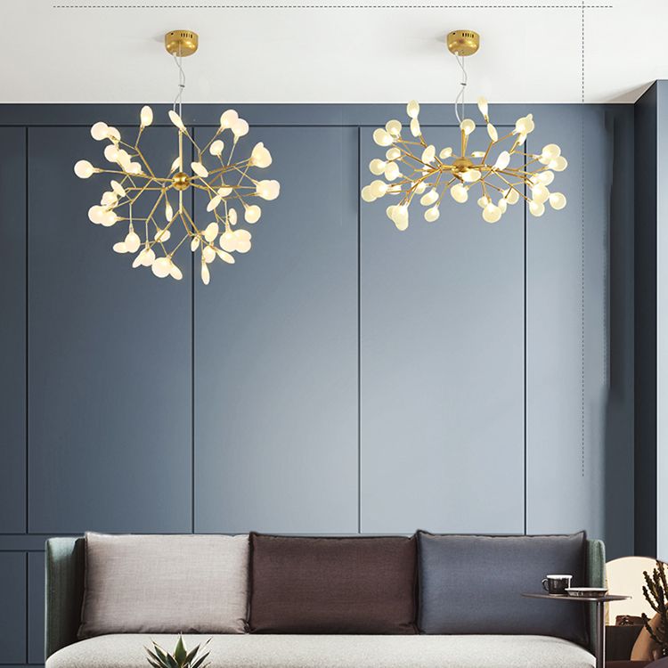 Branch Shape Chandelier Modern Fireflies Chandelier Lamp in Gold for Living Room