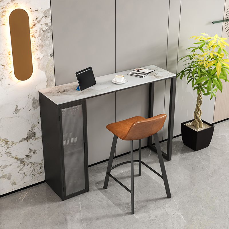 1/5 Pieces Modern Rectangle Sintered Stone Counter Table with High Stools