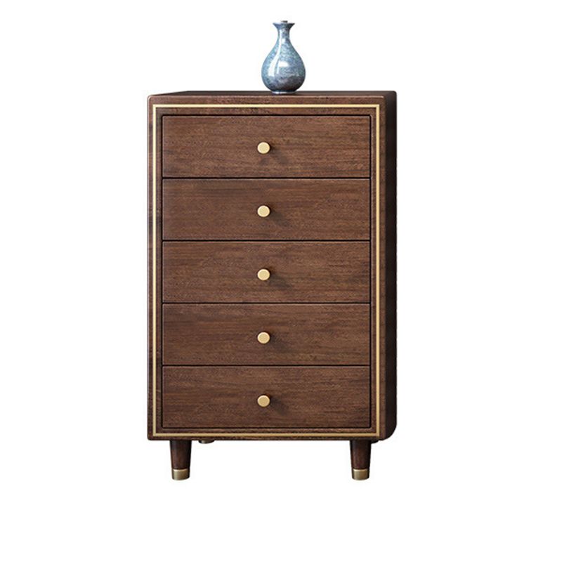 Glam Solid Wood Storage Chest Bedroom Chest in Brown with Drawers