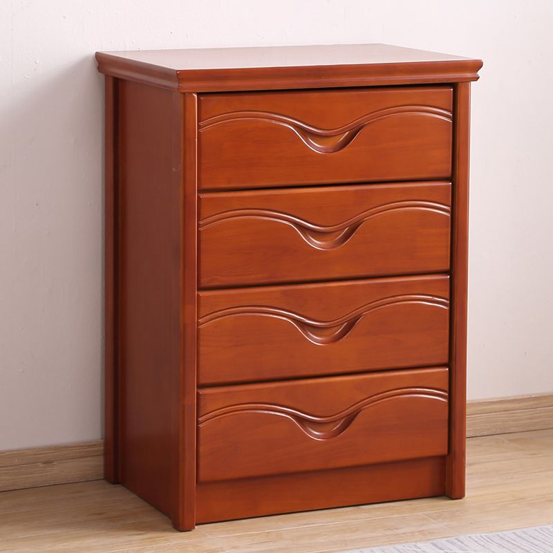 Mid-Century Modern Brown Accent Chest with Drawers Chest in Rubberwood