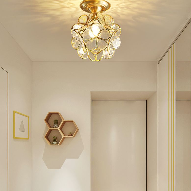 Ceiling Mounted Fixture Minimalist Style Shaded Glass Close to Ceiling Lighting Fixture