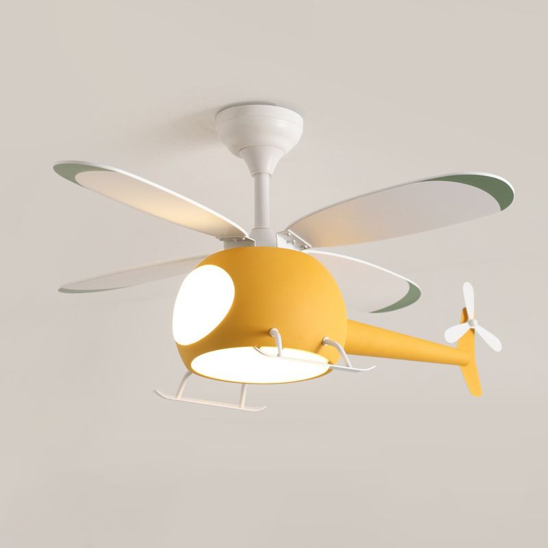 Nordic Style Ceiling Fan Lamp Helicopter Shape Ceiling Fan Light for Children's Room