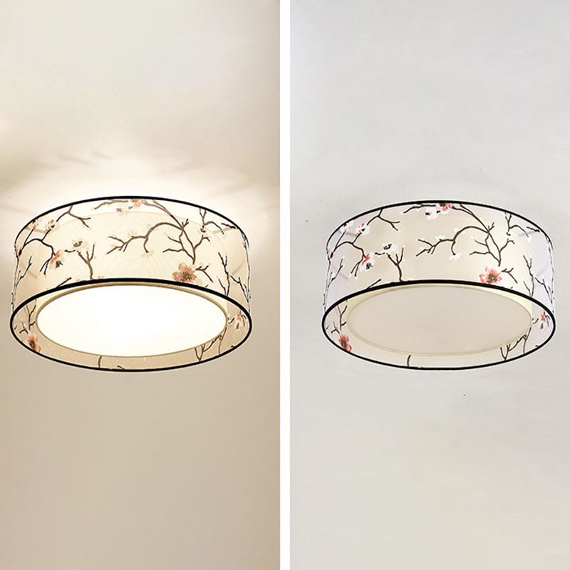 Fabric Geometrical Flush Mount Light Fixture Traditional Bedroom Flush Mount Ceiling Light