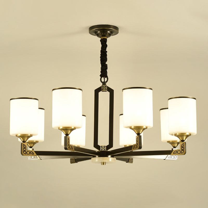 Contemporary Concise Hanging Light Glass Cylindrical Chandelier for Interior Spaces