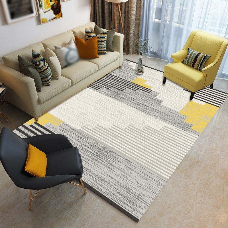 Geometric Indoor Rug Minimalist Carpet Washable Polyester Stain Resistant Area Rug for Home Decor