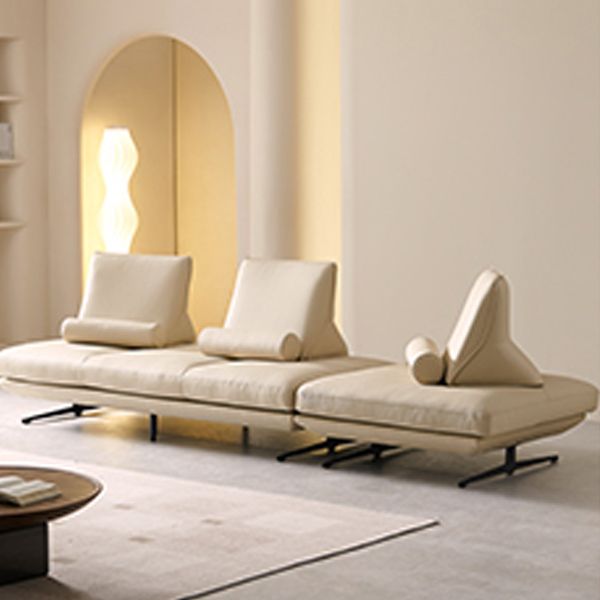 Ultra-Modern Sofa with Bolster Pillows Armless Settee for Bonus Room