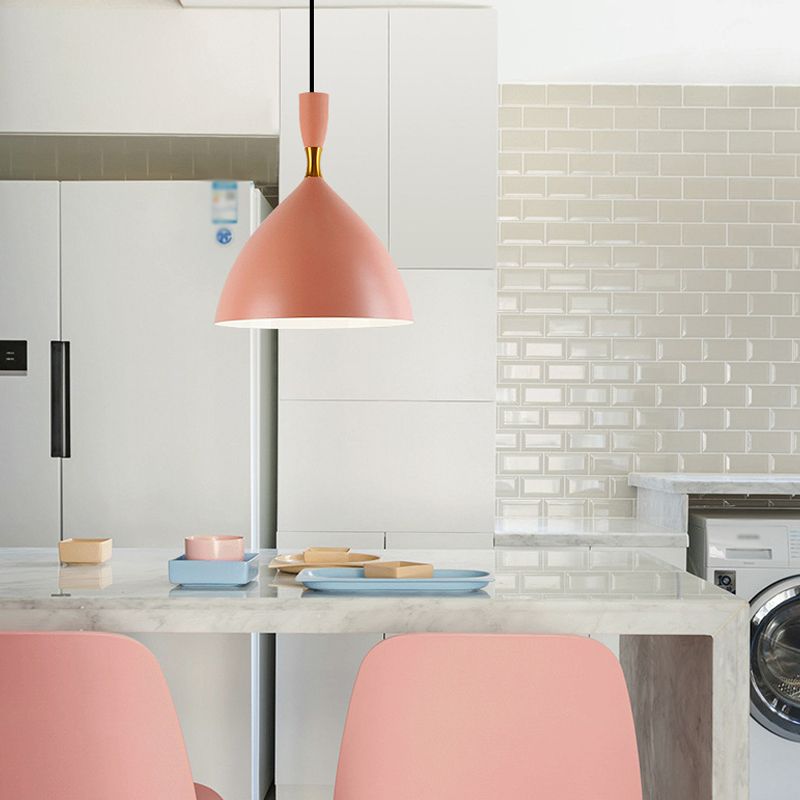 Macaron Style 1-Bulb Pendant Pendant Metal Teardrop en forme de lumière suspendue pour salle à manger