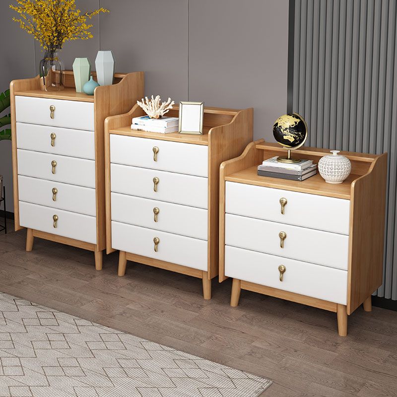 Glam Rubber Wood Bedroom Storage Chest Vertical Chest with Drawers